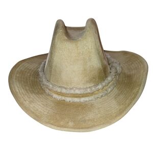 Vintage GW cowboy hat, faux suede, tan with fleece band